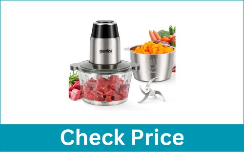 GANIZA 8 Cup Dual Bowl Electric Food Chopper Grinder 450W Motor Ideal for Cheese Grating