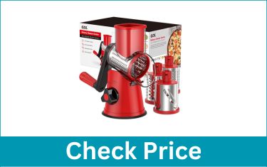 GDL Rotary Drum Slicer with 3 Stainless Blades Fast Cutting Hand Grater Crank Cheese