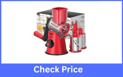  GEEDEL Rotary Cheese Grater Vegetable Slicer with 3 Interchangeable Blades