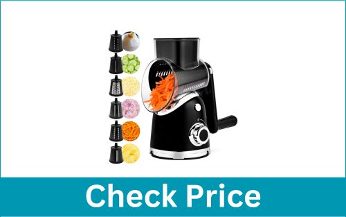 SUSTEAS Kitchen Shredder Rotary Cheese Grater with 6 Blade Storage Box