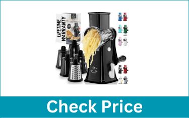 ZULAY KITCHEN Manual 5 Drum Slicer Cheese Rotary Grater with Suction Base