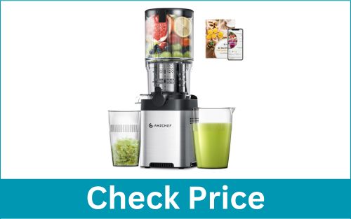 AMZCHEF 5.4″ Large Feed Triple Strainer Cold Press Juicer