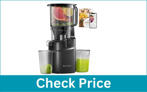 AMZCHEF 5.8″ Self-Feeding Triple Strainer Cold Press Juicer