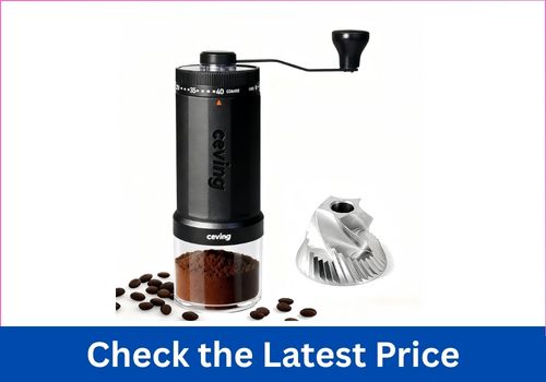 CEVING World's First 60g Large Capacity Black Manual  Stainless Steel Portable Compact Burr Coffee Grinder